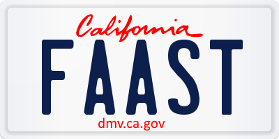 CA license plate FAAST