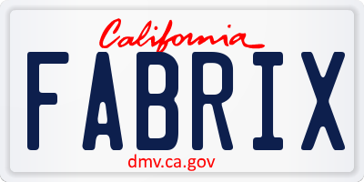 CA license plate FABRIX