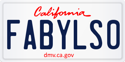 CA license plate FABYLS0