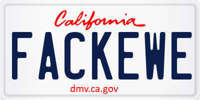 CA license plate FACKEWE