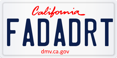 CA license plate FADADRT