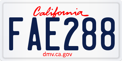 CA license plate FAE288