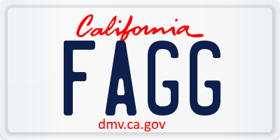 CA license plate FAGG