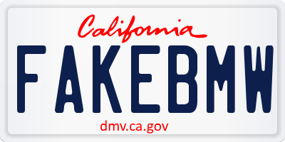 CA license plate FAKEBMW