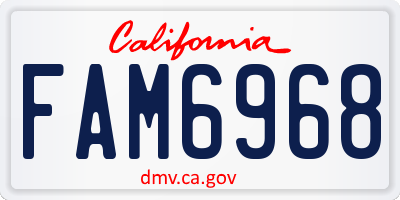 CA license plate FAM6968