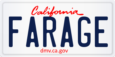 CA license plate FARAGE