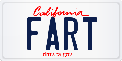 CA license plate FART