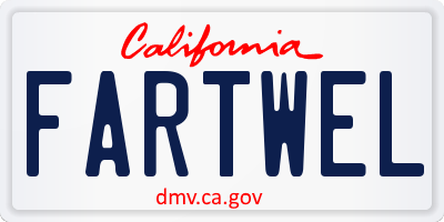 CA license plate FARTWEL