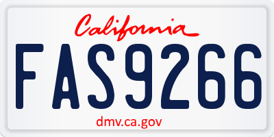 CA license plate FAS9266