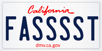 CA license plate FASSSST