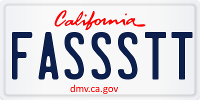 CA license plate FASSSTT