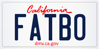 CA license plate FATBO