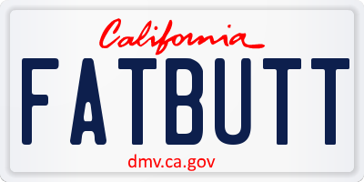 CA license plate FATBUTT