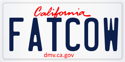 CA license plate FATCOW