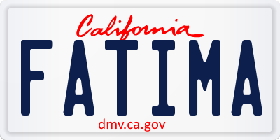 CA license plate FATIMA