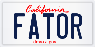 CA license plate FATOR