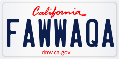 CA license plate FAWWAQA