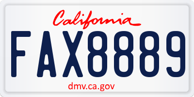 CA license plate FAX8889