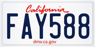 CA license plate FAY588