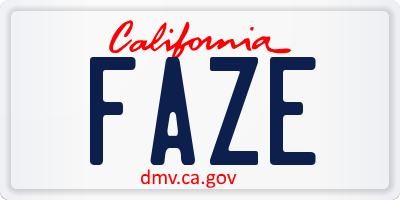 CA license plate FAZE