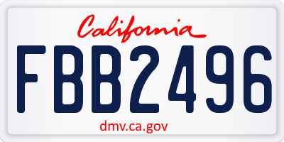 CA license plate FBB2496