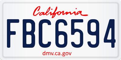 CA license plate FBC6594