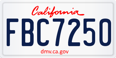 CA license plate FBC7250