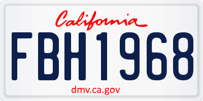 CA license plate FBH1968