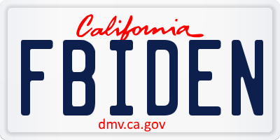 CA license plate FBIDEN