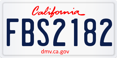 CA license plate FBS2182