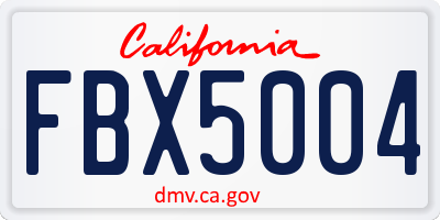 CA license plate FBX5004