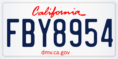 CA license plate FBY8954