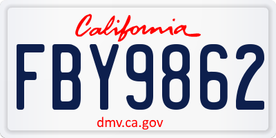 CA license plate FBY9862