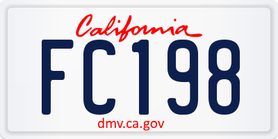 CA license plate FC198