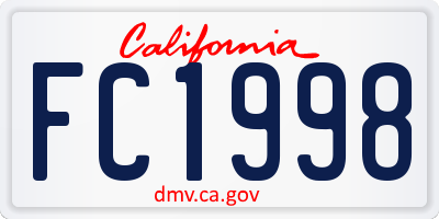 CA license plate FC1998