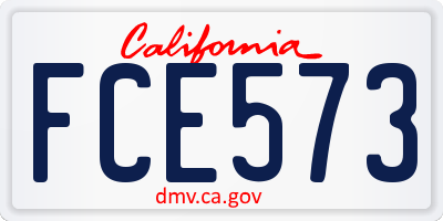 CA license plate FCE573