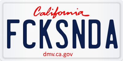 CA license plate FCKSNDA