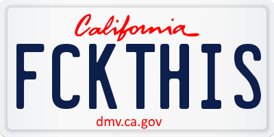 CA license plate FCKTHIS