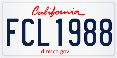 CA license plate FCL1988