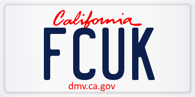 CA license plate FCUK