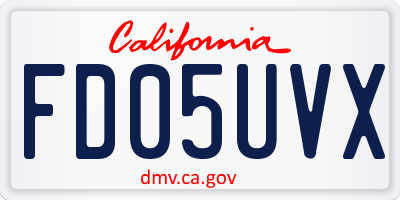 CA license plate FD05UVX