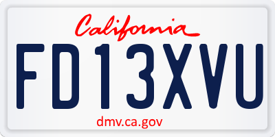 CA license plate FD13XVU