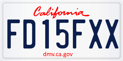 CA license plate FD15FXX