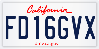 CA license plate FD16GVX