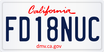 CA license plate FD18NUC