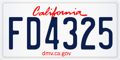 CA license plate FD4325