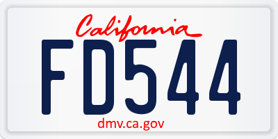 CA license plate FD544