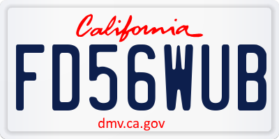 CA license plate FD56WUB