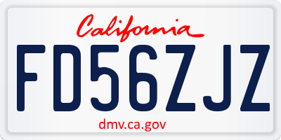 CA license plate FD56ZJZ