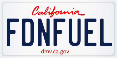 CA license plate FDNFUEL